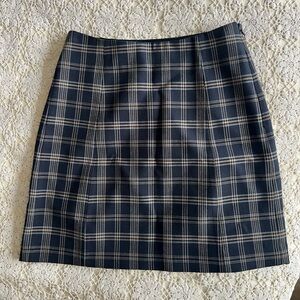 Babaton Navy and Cream Plaid Pencil Skirt